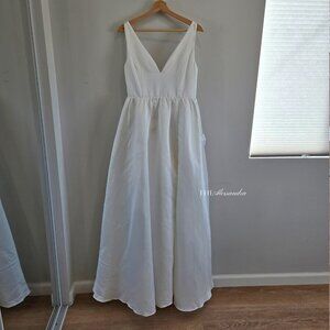 Lulus Ivory Backless A Line Bow Maxi Dress Medium New With Tags & 4 Snags (flaw)